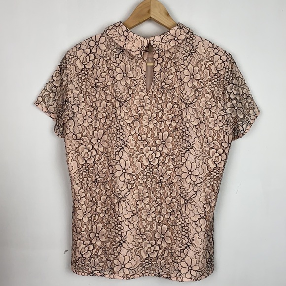 Karl Lagerfeld 10 Lace Bow Top Blouse Blush Pink - Picture 10 of 10